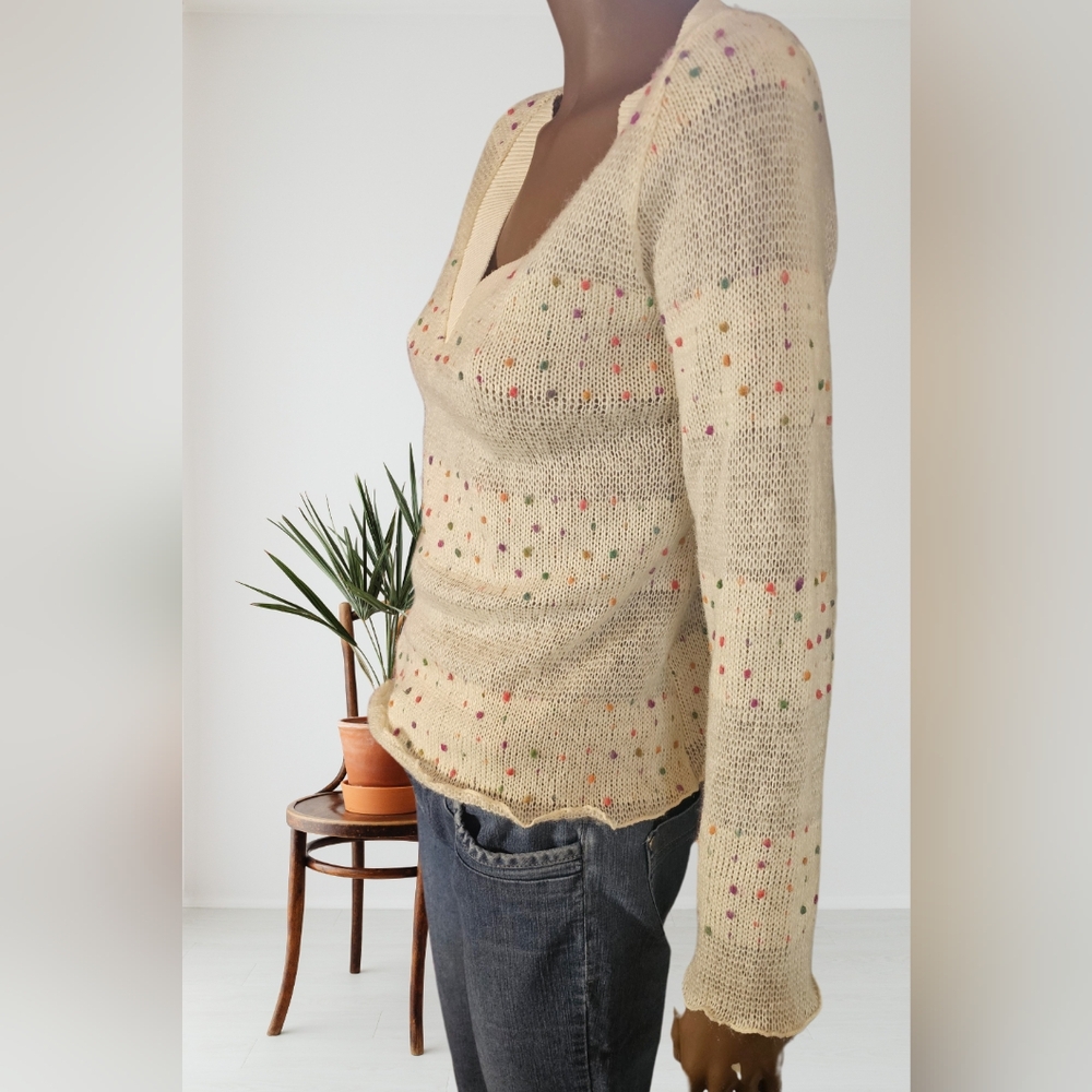 vintage san joy confetti Knitted sweater confetti pattern size M not itchy